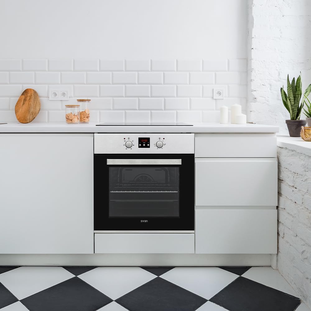 Svan Horno Multifunción con Ventilador Inox SHM6700DX. Capacidad 69 Litros, 2300W, 6 Programas, Interior Esmaltado, Fácil Limpieza, Display LED Manual, Eficiencia Energética Clase A