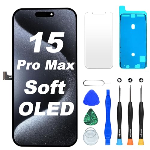 OLED morbido, migliore dello schermo LCD: lo schermo originale dell'iPhone 15 Pro Max è OLED. Il nostro display OLED Soft è perfettamente compatibile e offre una maggiore saturazione del colore, luminosità e risoluzione. È più sottile, più leggero e più flessibile di LCD o Hard OLED. Offre un tocco 3D fluido, basso consumo energetico e un'eccellente protezione da acqua, olio e impronte digitali. Resistente agli urti e ai graffi, per un'esperienza di qualità premium.