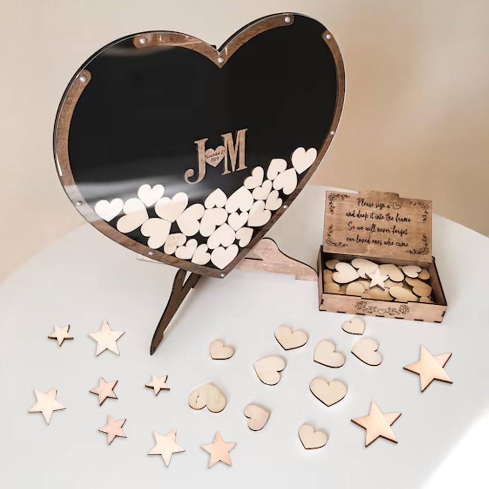 Confetti Matrimonio In Legno Mr & Mrs – 100 Pezzi Misti Cuori, Foglie, Pois – 1,5-6,3 Cm – Decorazioni Tavolo Fai Da Te