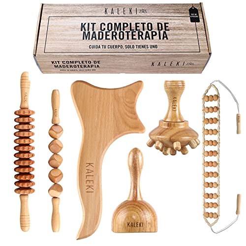 kit maderoterapia corporal 6 Piezas - Rodillo Masaje Muscular y Copa Sueca Grande - maderoterapia kit - Rodillo anticelulítico, Tabla Moldeadora, Champiñon, Rodillo de cubos y Cinturón automasaje Cover