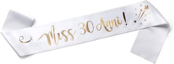 OMISS - Miss … Years Birthday Headband - Elegant White and Gold Band for Birthday Party - 18, 20, 30, 40, 50, 60, 70, 80 Years - Party Accessory