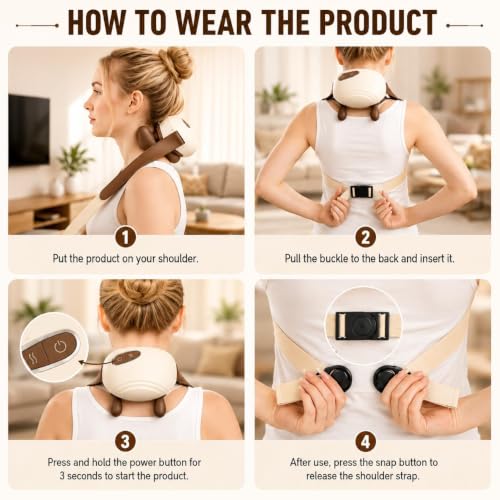 Image of Shoulder and Neck Massager, Bionic Heated Massager, Neck Massager with Fingers, 4D Kneading Massage, Simulates a Real Palm Massage for Comfort, Relax Muscle Tension (New massager (White))