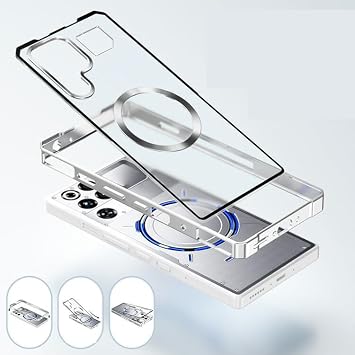 For Nubia REDMAGIC 11 Pro+ Bumper Case, Aluminum Bumper, Qi Charging, Wireless Charging, Translucent, Back Panel with Camera Lens Cover for Nubia Red Magic 11 Pro Plus Silver