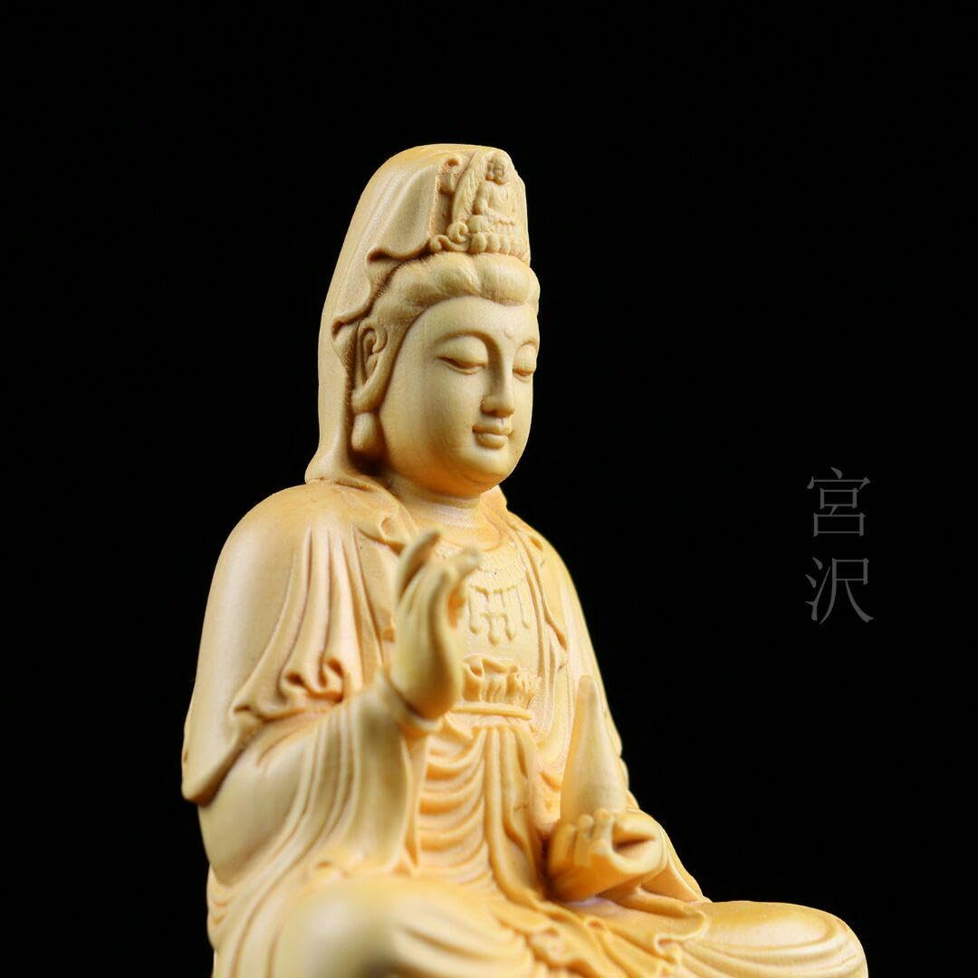 Amazon｜宮沢観音菩薩 木彫仏像 祈る厄除 彫刻工芸品 置物 供養品 開運 