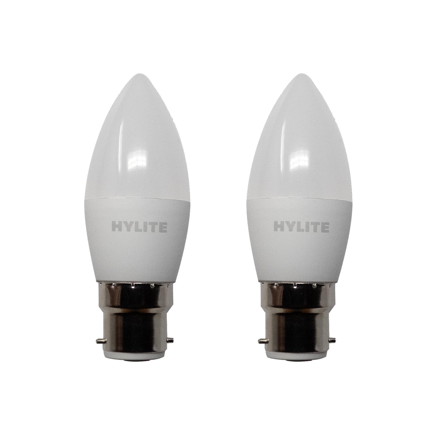 HYLITE 4.9W C37 Low Energy LED Bulb 2 Pack - 450 Lumen Warm White 3000K Candle Light - 40W Equivalent B22 Bayonet Cap - Energy Saving, Instant Full Brightness, No Flicker, Long Life