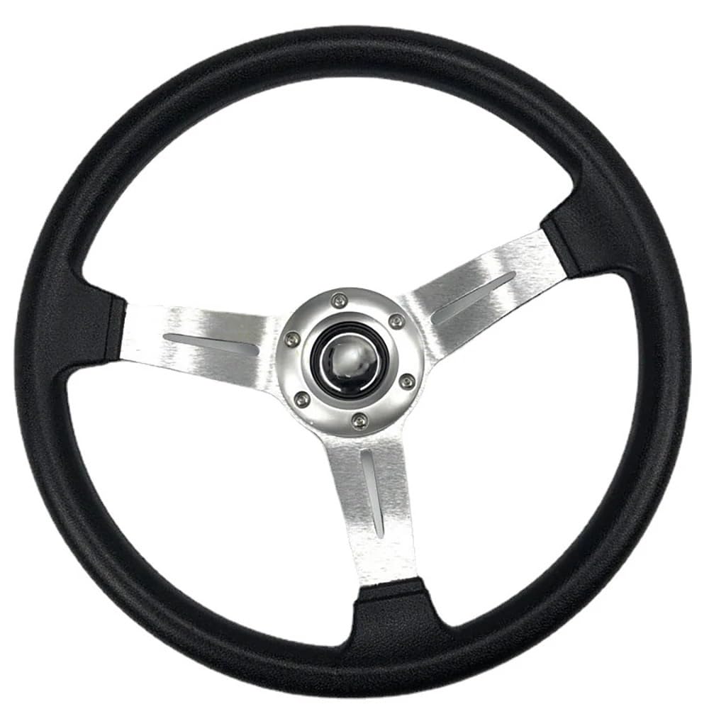 Volante Sportivo Auto,Volante da Corsa Modifica auto Volante PU da 350 mm competizione personalizzato Strumenti for volante Accessori(Silver)
