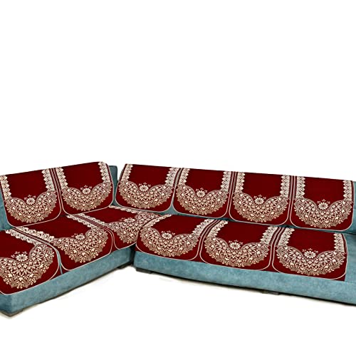 Image of L Shape Sofa Cover Set 7 Seater Sectional Couch Cover - Premium Stretch Fabric, Soft, Anti-Slip, Washable Slipcover for Living Room Sofa (Maroon)