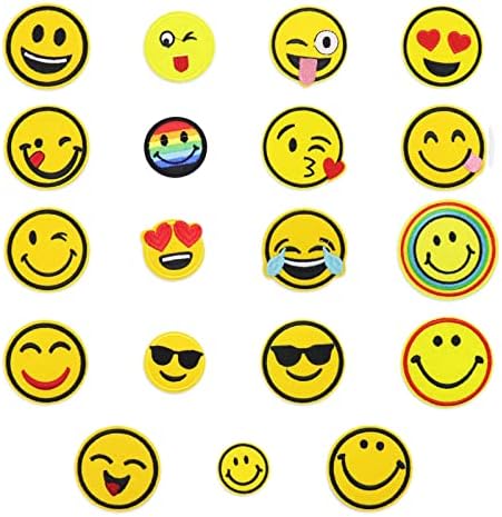 SHENGQ Emoji Internet Meme Face Patches Iron Sew on Embroidered Decorative Applique Patches Collection for DIY Jeans, Jackets Shirts Bag Caps, 19pcs, 2.4 x 2.4 in