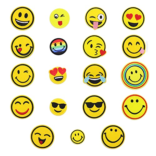 Shengq Emoji Internet Meme Face Patches Iron Sew On Embroidered Decorative Applique Patches Collection For Diy Jeans, Jackets Shirts Bag Caps, 19Pcs, 2.4 X 2.4 In #TOP1