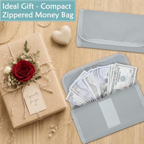 Image of Money Organizer with Zipper,Cash Envelopes Budget Binder, Gray Green