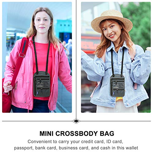 Bolsa transversal para passaporte de viagem ABOOFAN RFID para homens e mulheres para manter seus car