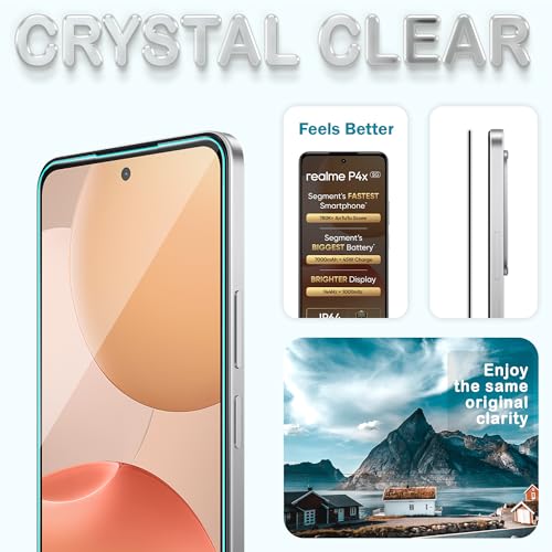 Image of FIRST MART Military-Grade Gorilla Tempered Glass For Realme P4x (6.72 Inch) With Edge To Edge Screen Coverage and Easy Installation Kit |Black