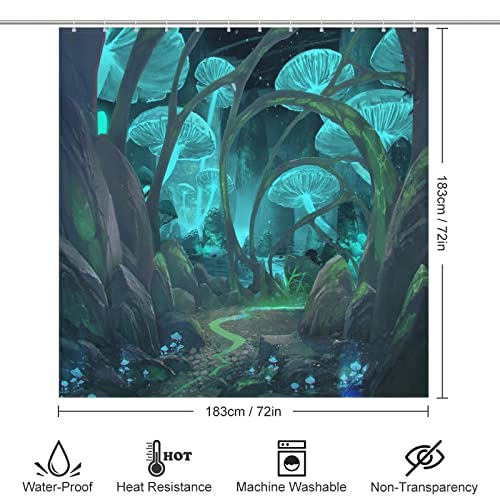Yzdf Trippy Mushrooms Shower Curtain Mysterious Space Roads Boho Shower Curtain Set For Bathroom Mountains Modern Farmhouse Fabric Waterproof Aesthetic Bathroom Decor With 12 Hooks 72X72In #TOP3