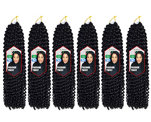 6 Packs Passion Twist Hair 18 Inch Bohemian Crochet Braids for Passion Twist Crochet Braiding Hair Water Wave Crochet Hair 22 Strands/Pack (18" 6PCS, 1#)