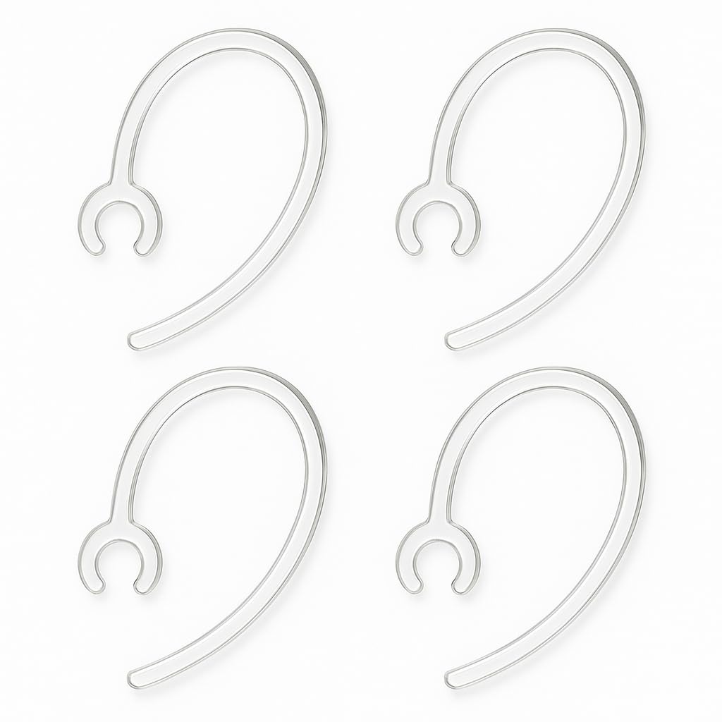Kit 4 Ganci Universali per Auricolare Bluetooth – Compatibile 6,5mm – Asta Archetti Orecchio Trasparenti