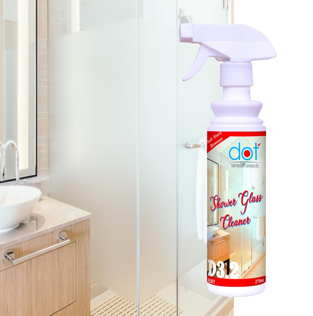 DOT Shower Glass Cleaner 250ml - Heavy | Powerful salt stain remover for bathroom glass doors