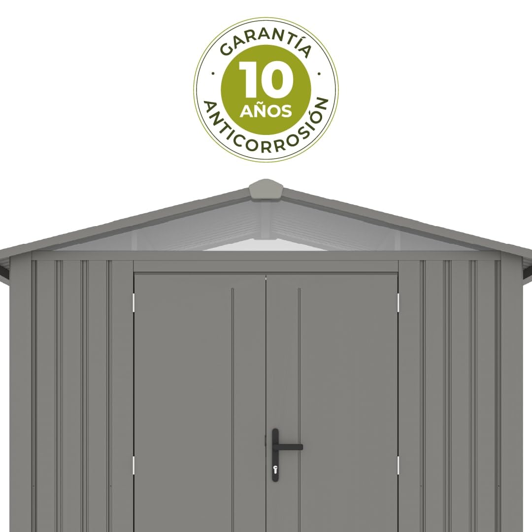 Gardiun Caseta Metálica Grunewald 4,03 m2 Exterior 240x168x220 cm de Acero con Ventana Lateral y Puerta Doble 106x178 cm