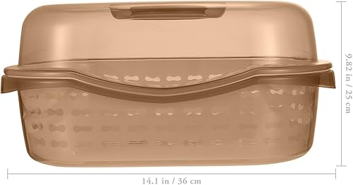 Miniatura 3 de YARDWE Estante para tapa de cocina, colador con tapa, estante de secado de botellas, cesta de almacenamiento para frutas, verduras, color caqui,