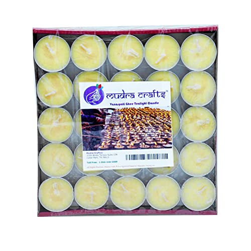 Mudra Crafts Tibetan Tealight Vanaspati Ghee Butter Lamp Candle Set (Silver Tone Alloy Case) #TOP3