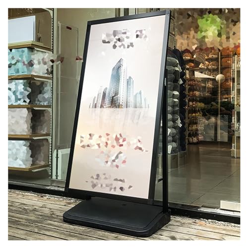 Plakatständer, winddichter Schilderhalter aus Aluminiumlegierung für den Außenbereich, Werbedisplayständer mit Sockel, Plakatwandregal für die Werbung in Einkaufszentren (Farbe: Sc