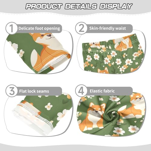 Cute Shiba Inu Girls Leggings,Workout Leggings for Girls Toddler Athletic Leggings Size for 3-10T3