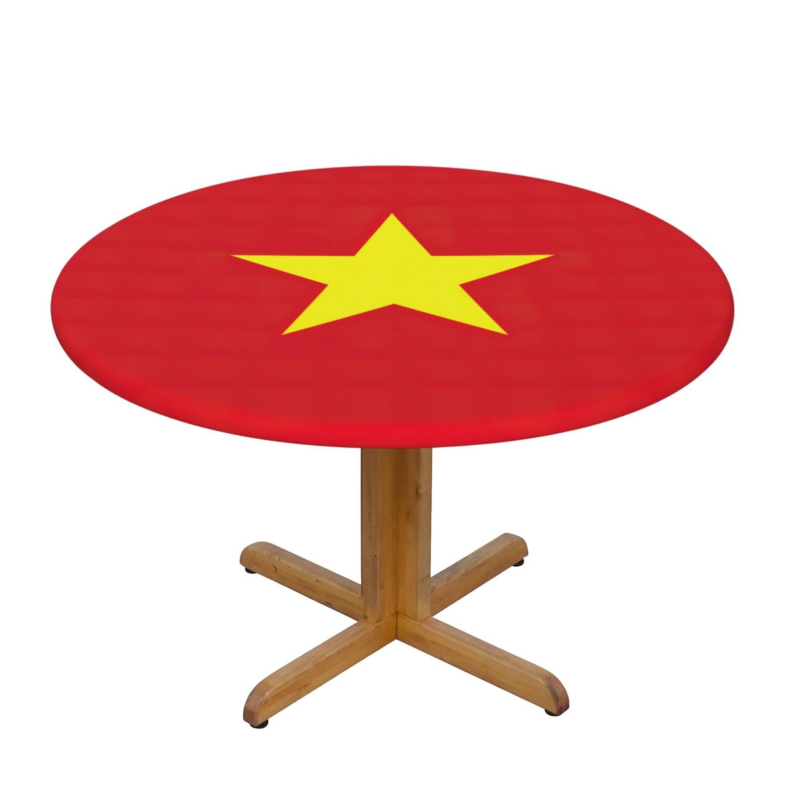 Vietnamese Flag Print Oxford Wipeable Tablecloth Oil-Resistant Outdoor Table Cover Reusable Birthday Table Protector