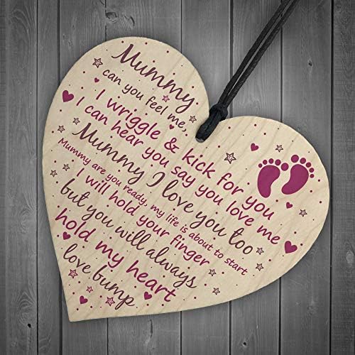 RED OCEAN Mummy To Be Handmade Wooden Hanging Heart Keepsake Newborn Baby Mum Gift