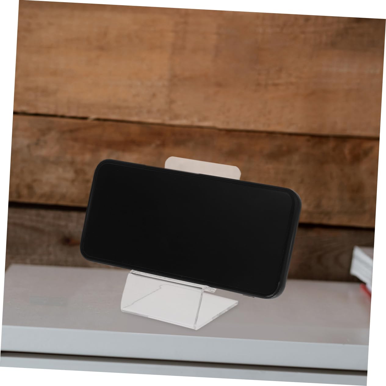 Mikikit 15pezzi Supporto da Scrivania per Cellular Acrilico Trasparente Ripiano Espositivo per Smartphone e Tablet Stabile e Compatto per Uso Domestico Ufficio