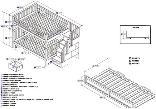 Vista 3 de Atlantic Furniture Columbia cama tipo litera con escalera y cama nido, Madera, Blanco