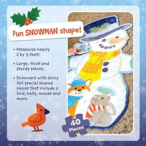 Peaceable Kingdom Shimmery Snowman Floor Puzzle – 40-Pc. Jumbo Puzzle is Over 3 Feet Tall – Fun at Home or in The Classroom for Kids Ages 3 & Up 4 51L3S0IRQuL. AC