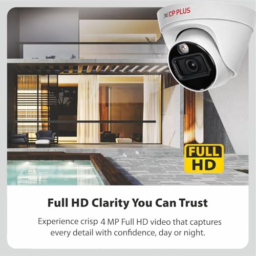 Image of CP Plus 4MP IP Camera 30 m IR & Warm Light Range with IP67 Weatherproof Protection, H.265 /H.264, PoE, 120 dB WDR, ICR, 3DNR, ROI, and Built-in mic [CP-UNC-DA41L3C-LQ]