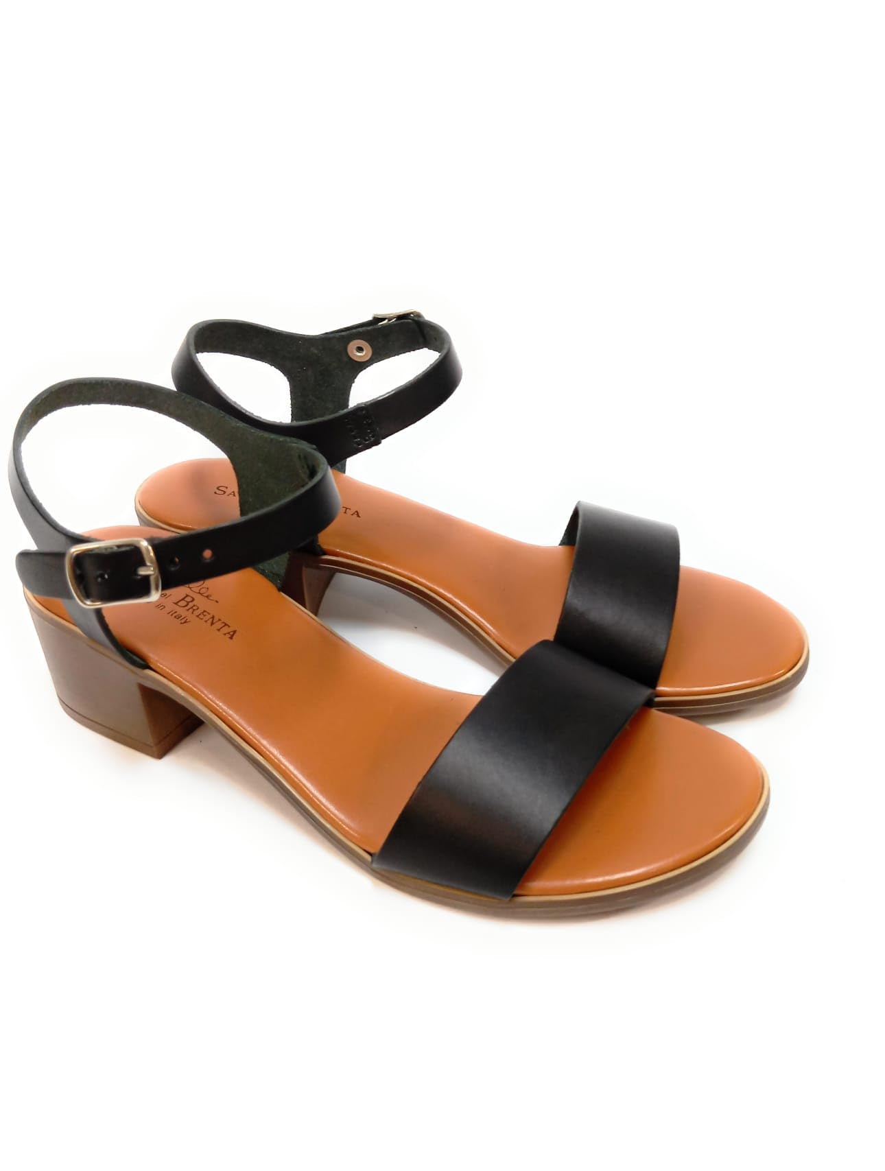 Sandali Donna Nuovi In Vera Pelle con Soletta in EcoPelle Tacco Comodo Suola Flessibile Made in Italy