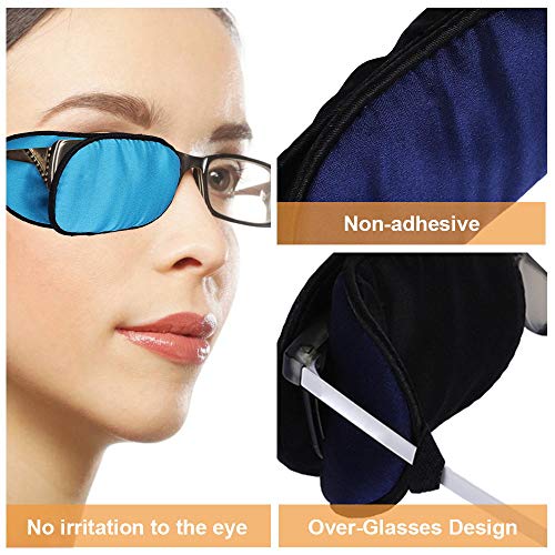 Ezakka Eye Patches For Adults Kids Eye Patch For Glasses Silk Patch For Lazy Eye Amblyopia Strabismus And After Surgery (Light Blue + Deep Blue) #TOP1