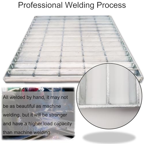 Image of Galvanized Steel Drain Grate, Driveway Channel Cover 22x22 in