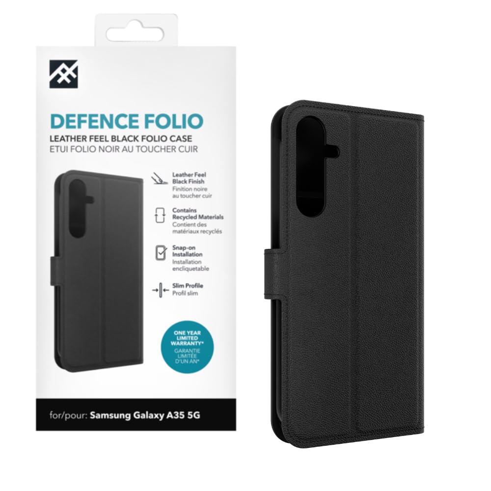 ZAGG iFrogz Defence Folio Case for Samsung Galaxy A35 5G, Durable, Drop Protection, Shockproof, Black