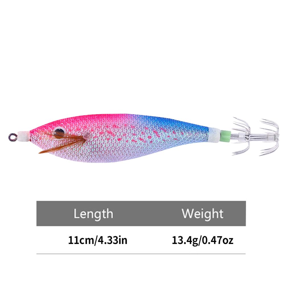 Luminoso Horizontal Squid Trolling Energas 11 cm 13.4G Jig Gantaje de Pesca LURO Flotante Jigging Eging Wood Sobunds Ganning