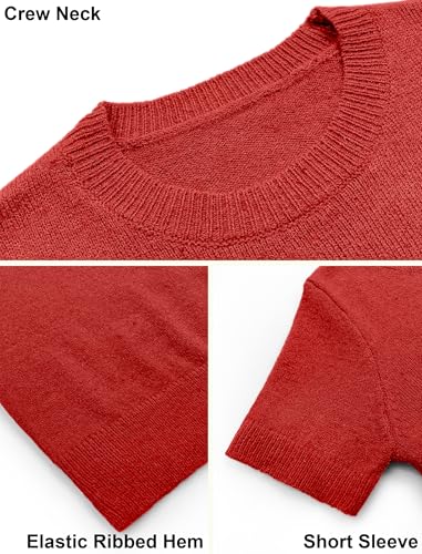 Image of Libsorge Womens Cropped Short Sleeve Sweater Fall 2025 Crewneck Sheer Knit Tops - Lightweight, Thin, Crop, Slim Fit