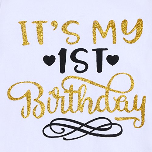 It’s My 1/2 / 1St / 2Nd Birthday Outfit Baby Girls Romper + Ruffle Tulle Skirt + Sequins Bow Headband + Leg Warmers Socks Party Dress Up 4Pcs Photo Cake Smash Clothes Set Black 1 Year #TOP2