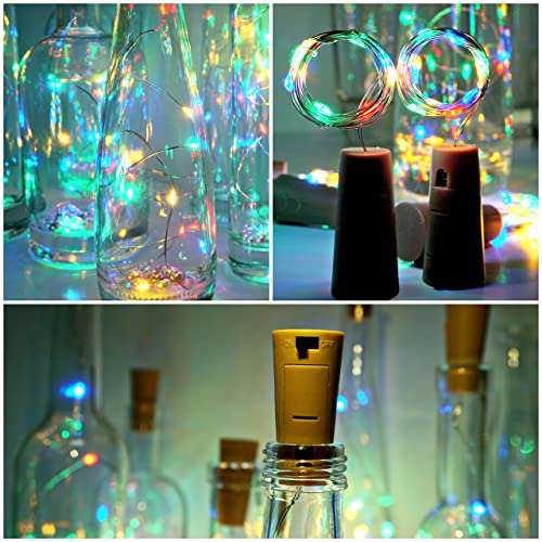 Wine Bottle Cork Lights 15Pack 10 Led 40 Inches Battery Operated Silver Wire Liquor Bottle Fairy Mini String Lights For Party Christmas Halloween Wedding Decoration #TOP2
