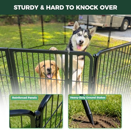 Image of FXW Instant Dog Playpen with RV Step Grid for RV Camping, 40 inch H, 48 Panels | Quick-Setup & Heavy-Duty Play Yard, Helps Close Stair Gaps, Fits 30 inch RV Step Opening, For Medium & Large Dogs, Patented