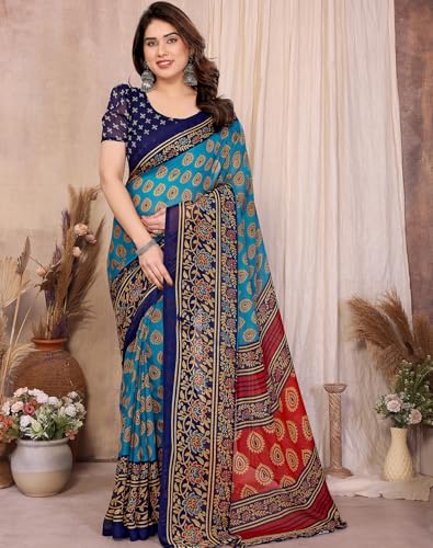 Image of Yashika Women's Georgette Saree with Blouse Piece for Traditional Ethinic Wear Sari