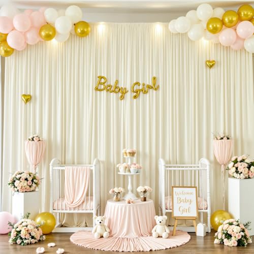 Cortina fondo beige 30x10 ft con 6 paneles para fiestas miniatura 4