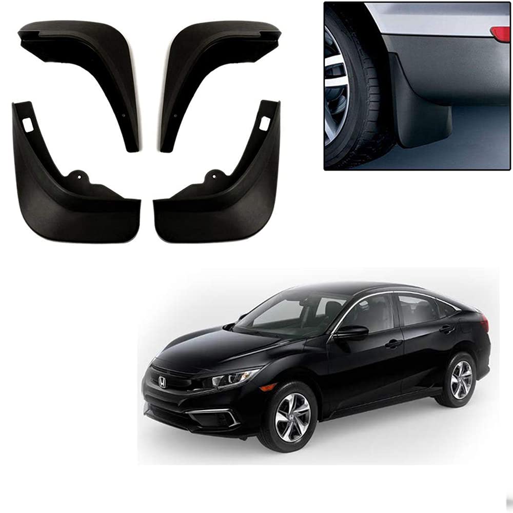 Auto Pearl Car Heavy Duty Cup Type Mud Flaps Splash Guards || O.E Type Custom Front and Rear Mud Flap Guard Set for -Civic T2 2019 (Set of 4pcs) - Black