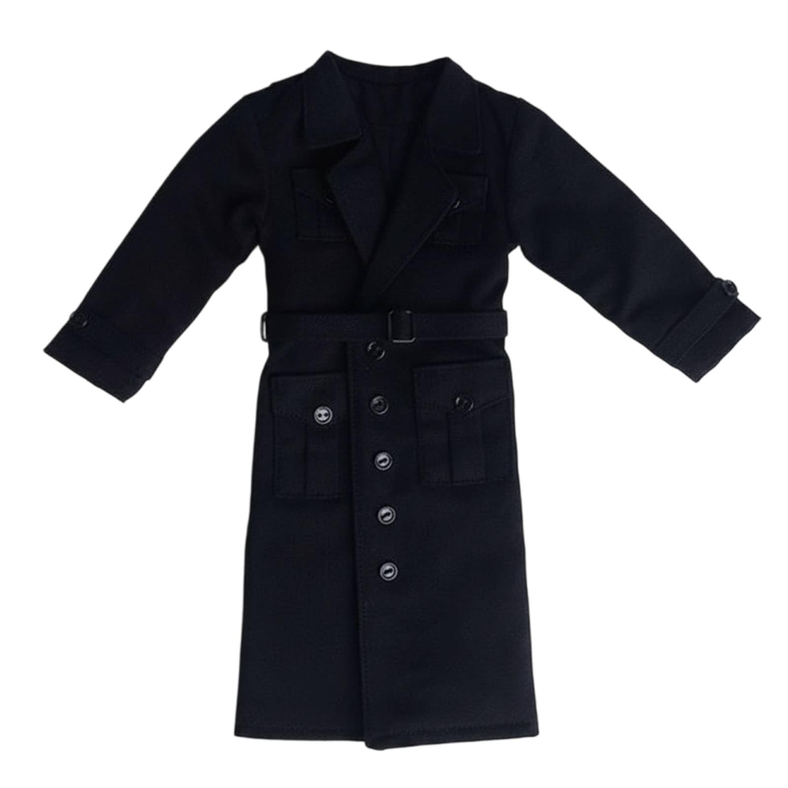 Gabardina Negra Larga Acabado Mate Gabardina Larga Mangas Largas Ropa Muñeca