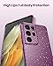 CUZMIGO Sparkly Case for Samsung Galaxy S21 Ultra, Cute Neon Bright Color Phone Cases for Women Girls, Glitter Shiny Bling Slim Fit Soft TPU Shockproof Cover with Camera Protection, Dark Purple