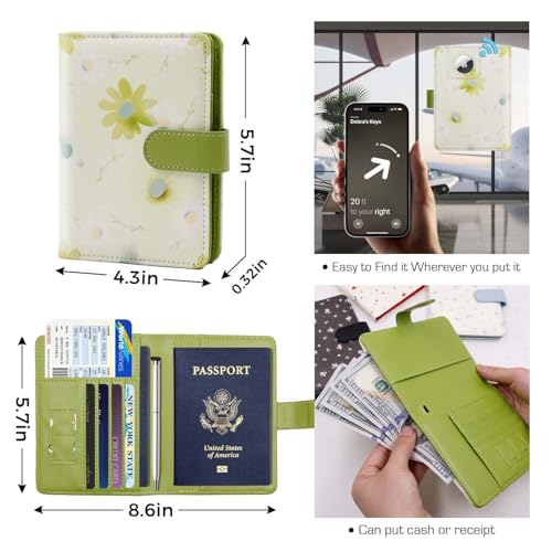 Image of Melsbrinna Rfid Passport Holder for Travel women /Men, Cute Passport Wallet Rfid Blocking Card Slots, Rfid Passport Cover /CaseTravel Wallet, Passport Book Holder (1, floral green a)