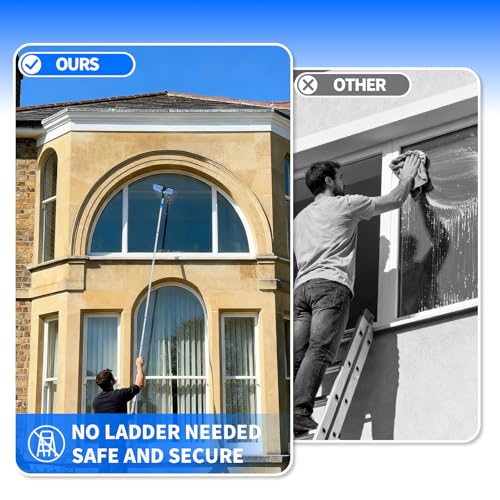 3.7M/ 12.2FT Window Cleaning Tools, Professional 2 in 1 Window Cleaner Tool Kit, 2 in 1 Extendable Squeegee Window Cleaner for high Windows, Solar Panels, Car by Lorpect - Image 4
