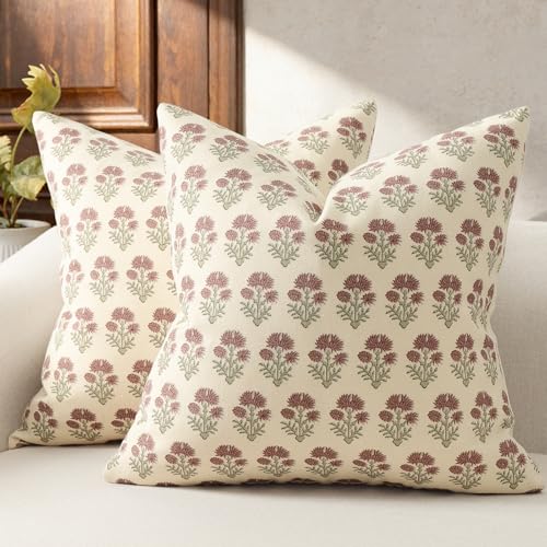 DKwizme Farmhouse Floral Pillow Covers 18x18 Set...