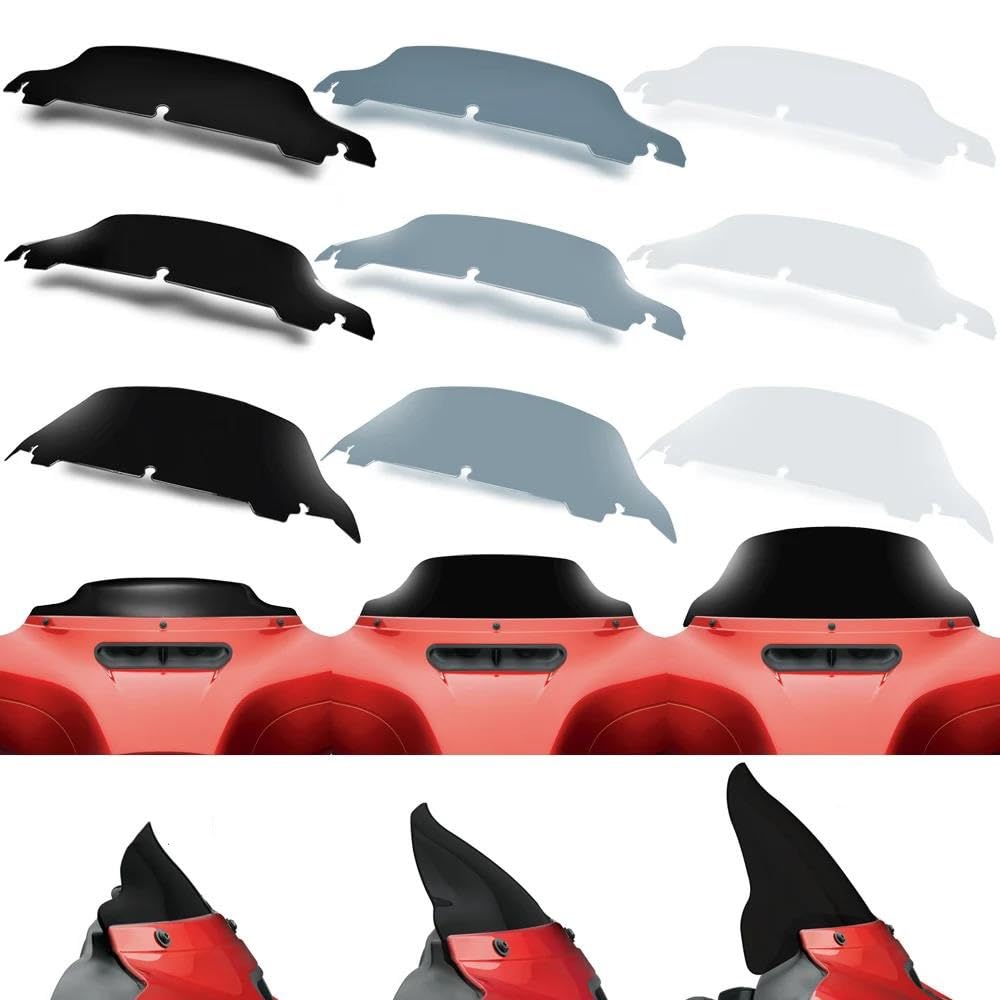 Für Harley Touring Electra Glide Street Glide (Modelljahre 2014–2023) Motorrad-Windschutzscheibe/Windabweiser Motorrad Windschutzscheibe Windschild(10.5 Inch-Smoke)