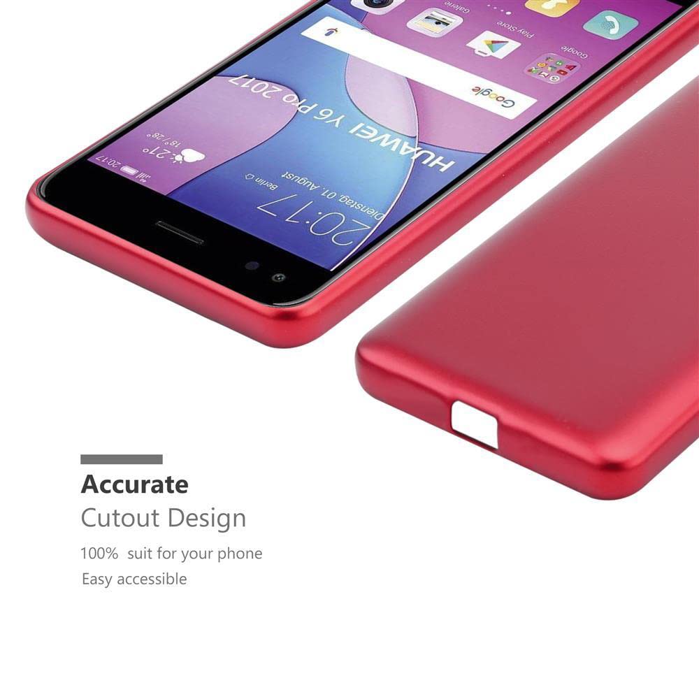 Cadorabo Custodia per Huawei Y6 PRO 2017 in ROSSO METALLICO - Morbida Cover Protettiva Sottile di Silicone TPU con Bordo Protezione - Ultra Slim Case Antiurto Gel Back Bumper Guscio